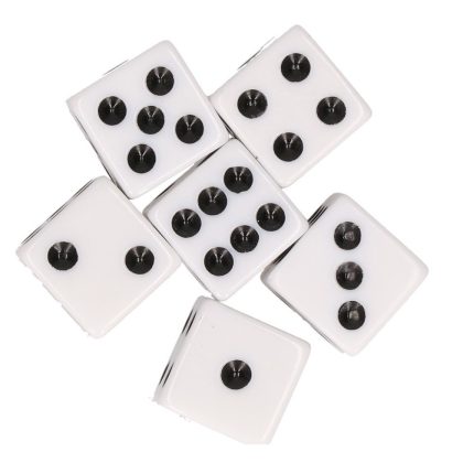Merkloos Dobbelstenen op kaart 6x stuks