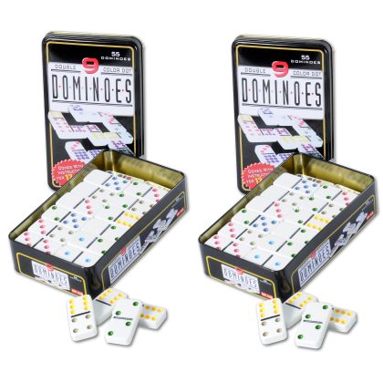 Merkloos Domino spel dubbel/double 9 in blik 110x stenen