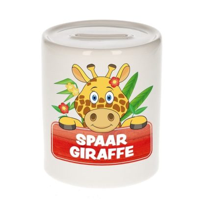 Bellatio Decorations Kinder spaarpot met giraffe print 9 cm
