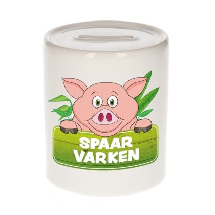 Bellatio Decorations Kinder spaarpot met varkens print 9 cm