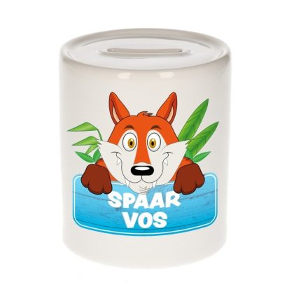 Bellatio Decorations Kinder spaarpot met vossen print 9 cm