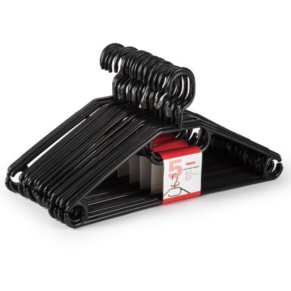 Merkloos Kledinghangers - 10x stuks - kunststof - zwart - B40 cm
