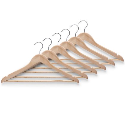Zeller Kledinghangers - 25x - bruin - hout - met broekstang - 44 cm