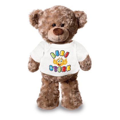 Bellatio Decorations Knuffel teddybeer - bere sterk - 24 cm - pluche - met shirt