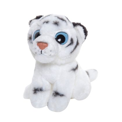 Nature Planet Knuffeldier Tijger - wit - pluche stof - 13 cm