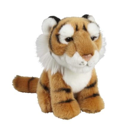 Ravensden Pluche knuffel dier Tijger - bruin/gestreept - 18 cm