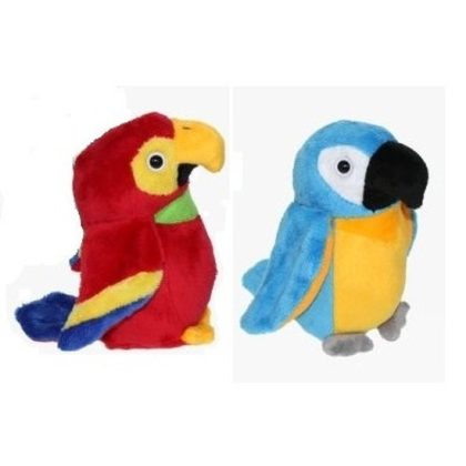 Merkloos Set van 2 pluche ara papegaai knuffels 15 cm