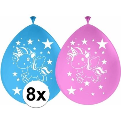 Folat 8x Eenhoorn themafeest ballonnen 30 cm