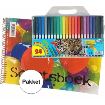 Shoppartners A4 schetsboek inclusief viltstiften