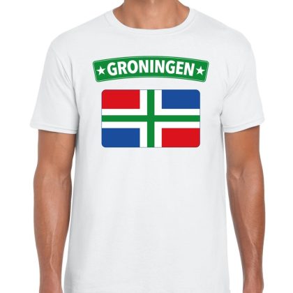 Bellatio Decorations Groningen vlag t-shirt wit voor heren