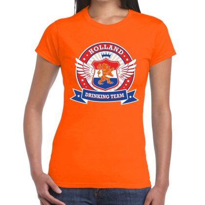 Bellatio Decorations Oranje Holland drinking team t-shirt dames