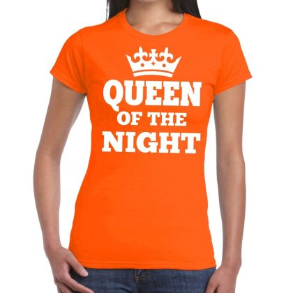 Bellatio Decorations Oranje Queen of the night shirt dames