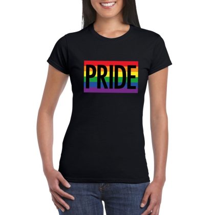 Bellatio Decorations Regenboog vlag Pride shirt zwart dames