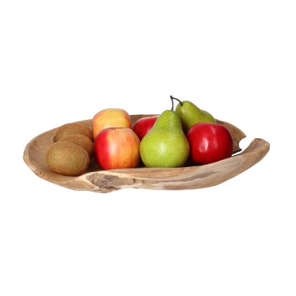 H&S Collection Tafel decoratie schaal teak hout rond 37 cm