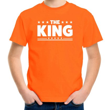 Bellatio Decorations The King tekst t-shirt oranje kids
