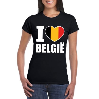 Bellatio Decorations Zwart I love Belgie fan shirt dames