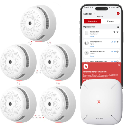 X-Sense Link+ Pro bundel - 5 Slimme rookmelders en Base Station