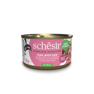 Schesir tonijn met ham (jelly) natvoer kat (blikjes) 1 tray (12 x 85 g)