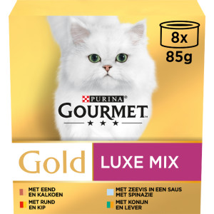 Gourmet Gold Luxe Mix 8-pack natvoer kat (85 g) 48 x 85 g