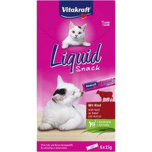 Vitakraft Liquid Snacks met rund kattensnack (6 x 15g) 3 verpakkingen
