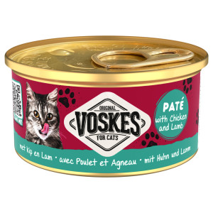 Voskes Paté met kip en lam natvoer kat 2 trays (48 x 85 g)