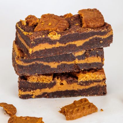 Brownies.nl Lotus Speculoos Brownie - 6 Brownies Per Post - Brievenbus Pakket - Brownie Box - Lotus speculoospasta - Lotus speculoos koekjes - Cadeau