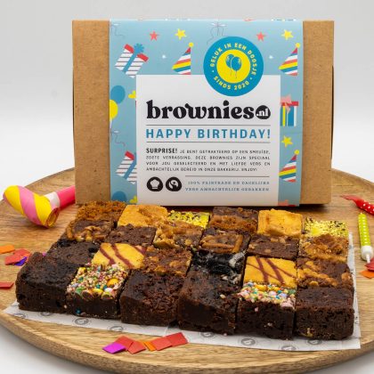 Brownies.nl Brievenbus cadeau - Brownies - Verjaardag - 24 brownies > Feestelijk verpakte grote box