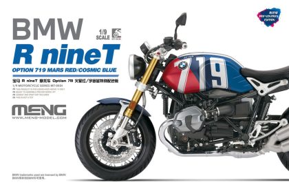 MENG-Model MT-003t BMW R nineT Option 719 Mars Red/CosmicBlue (Pre-colored Edition) Bouwpakket Schaal 1:9