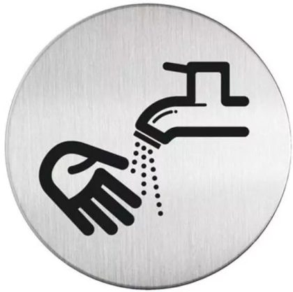 Novioproducts Pictogram handen wassen zelfklevend rond - RVS