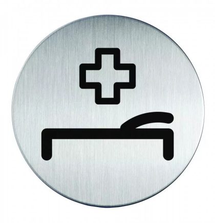 Novioproducts Pictogram EHBO-ruimte zelfklevend rond - RVS
