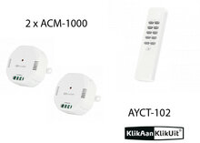 433 MHz (o.a. Klikaanklikuit) Klikaanklikuit dubbele inbouw schakelmodule set - AYCT-102 + 2 x ACM-2000