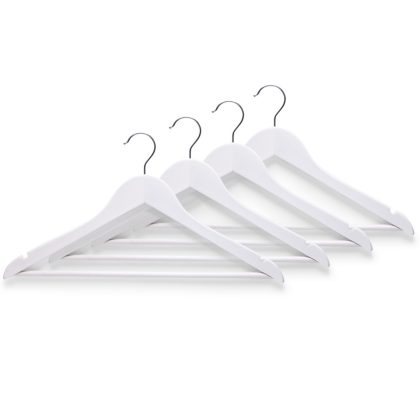 Zeller 12x Witte kleding hangers met broekstang 44 cm
