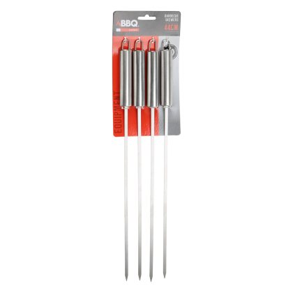Merkloos BBQ spiezen - 4x - RVS - 44 cm - vleespennen - barbecue