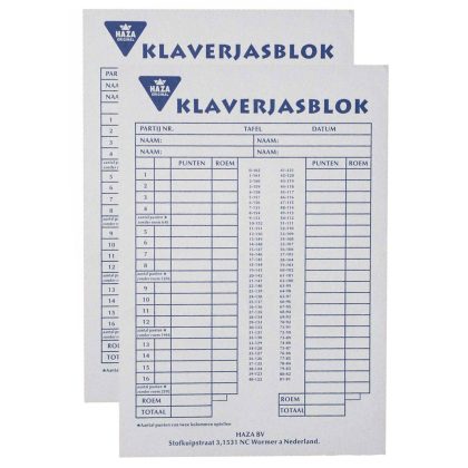 Haza Klaverjassen Scoreblok - 2x - 50 vellen - papier