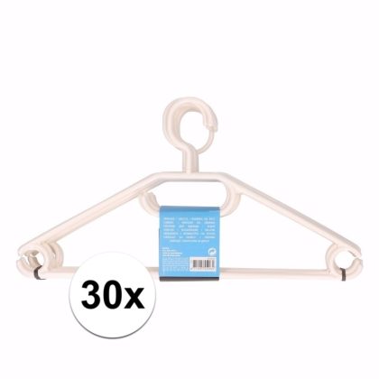 Merkloos Kledinghangers - 30x stuks - kunststof - wit