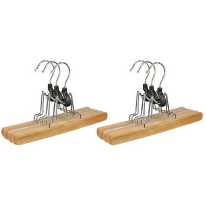 Merkloos Kledinghangers - 6x - hout - 24,5 cm - broekhangers set