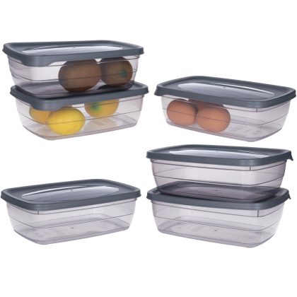 Merkloos Vershoudbakjes - 6x stuks - 1,2 liter - donkergrijs