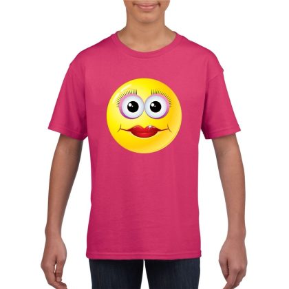 Bellatio Decorations Emoticon t-shirt diva roze kinderen