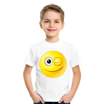 Bellatio Decorations Emoticon t-shirt knipoog wit kinderen