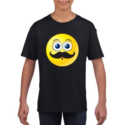 Bellatio Decorations Emoticon t-shirt snor zwart kinderen