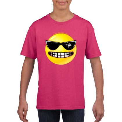 Bellatio Decorations Emoticon t-shirt stoer roze kinderen