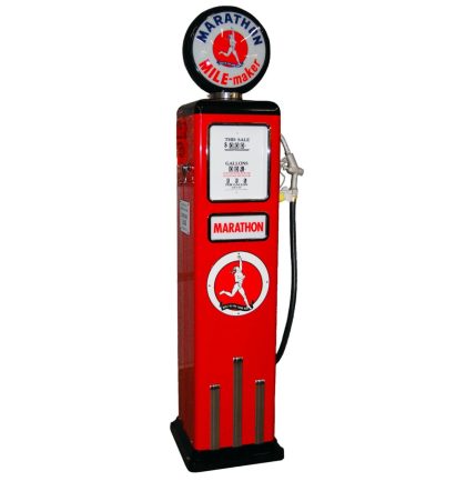 The Dutch Pickers Marathon Mile Maker 8 Ball Deluxe Elektrische Benzinepomp Met Voet - Rood & Zwart - Reproductie