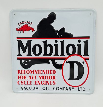 Mobilgas -Oil Mobiloil 'D' Motorolie Stalen Bord met Relief - 39 x39cm