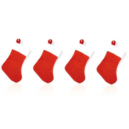 Merkloos 4x Rode mini kerstsokken 32 cm