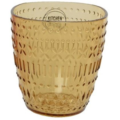 Decoris Drinkglas/beker - kunststof - 250 ml - geel
