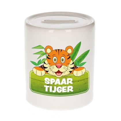 Bellatio Decorations Kinder cadeau spaarpot tijger 9 cm