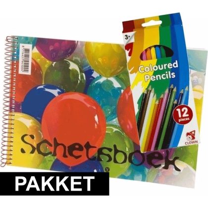 Shoppartners A4 tekenboek inclusief 24 kleurpotloden