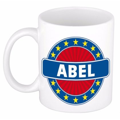 Bellatio Decorations Abel voornaam koffiemok - wit - 300 ml - Cadeau - Heren