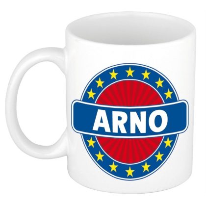 Bellatio Decorations Arno voornaam koffiemok - wit - 300 ml - Cadeau - Heren