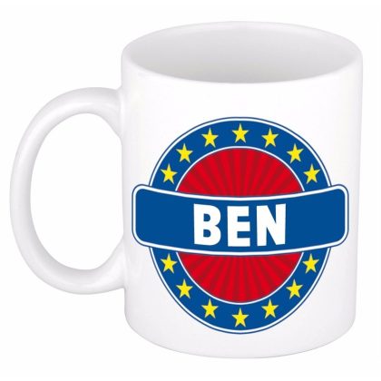 Bellatio Decorations Ben voornaam koffiemok - wit - 300 ml - Cadeau - Heren
